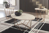 Tarica Modern 3 Piece Table Set, Includes Coffee & 2 End Tables, White & Gold