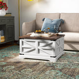 oneinmil Modern Farmhouse Coffee Table, Square Wood Center Table