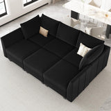 modular Sectional Sofa Sleeper Couch with Storage Velvet Sectional Sofa Bed, 6 Seats,