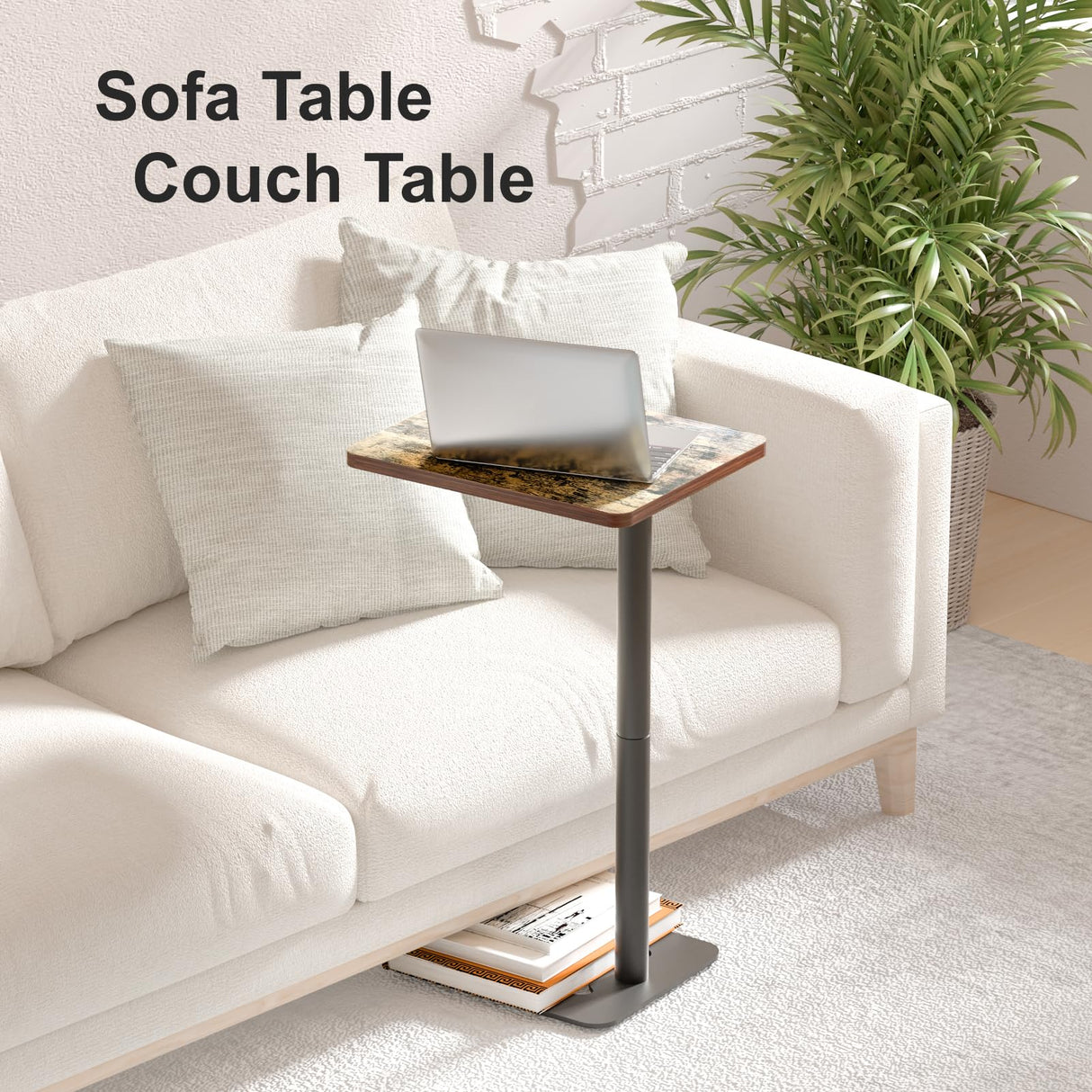 Side Table, C Shaped End Tables, Snack Table for Couch, Sofa & Bed, Small Sofa Table