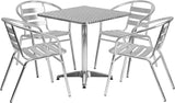 Aluminum 5-Piece Patio Dining Set with Square Table and 4 Slat Back Chairs