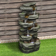 30.7inches Outdoor Water Fountain - 6-Tiers Rock Waterfall Fountain