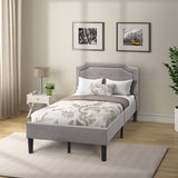 Bed Frame Upholstered Scalloped Linen Platform Bed Twin Beds Mattress Foundation
