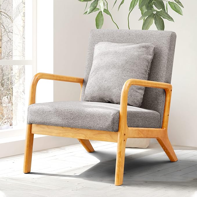 Mid-Century Modern Accent Chair,Fabric Lounge Boho Side Chair for Living Room