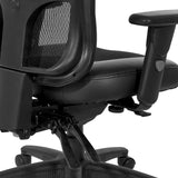 Breathable High Back Manager's Chair with Leather and Mesh Seat, Adjustable Height