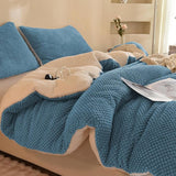 3D Jacquard Design Comforter Set, Ultra-Soft Warm Queen Size Sherpa Fur Plush 3-Pieces Sets