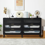 3 Drawers Dresser, Wooden dresser with Tempered Glass Drawers and Metal Handle