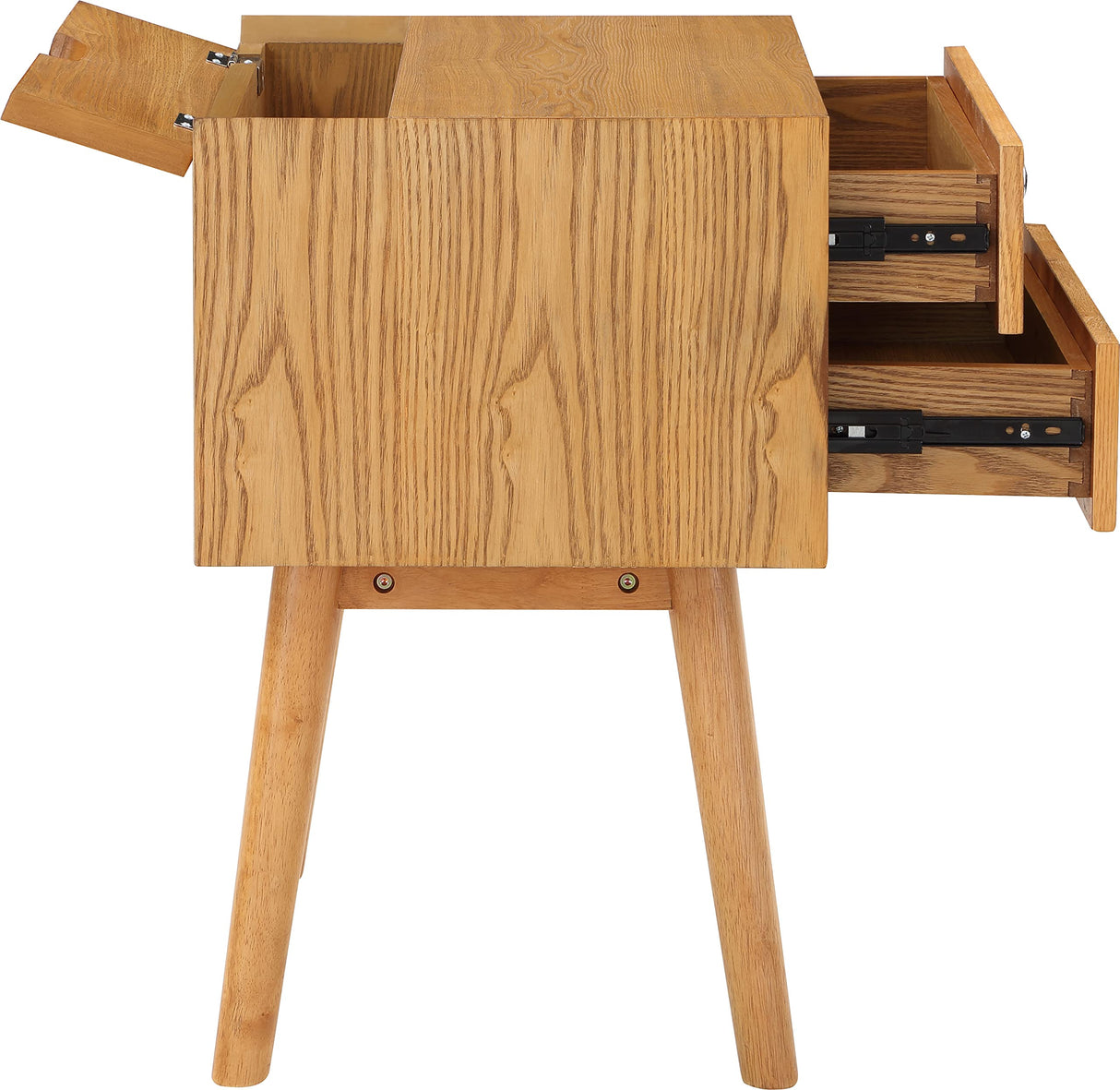 Furniture 838Natural Teddy Collection Modern | Contemporary Wooden Nightstand Featuring Two 120V Outlets & Two USB Ports