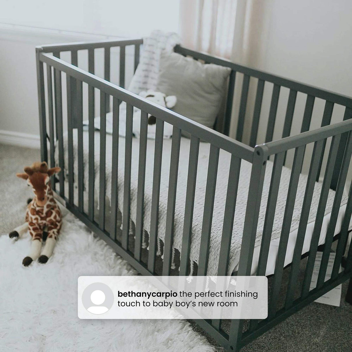 Heartland 4-in-1 Convertible Crib, Charcoal Grey + Delta Children Twinkle Galaxy Dual