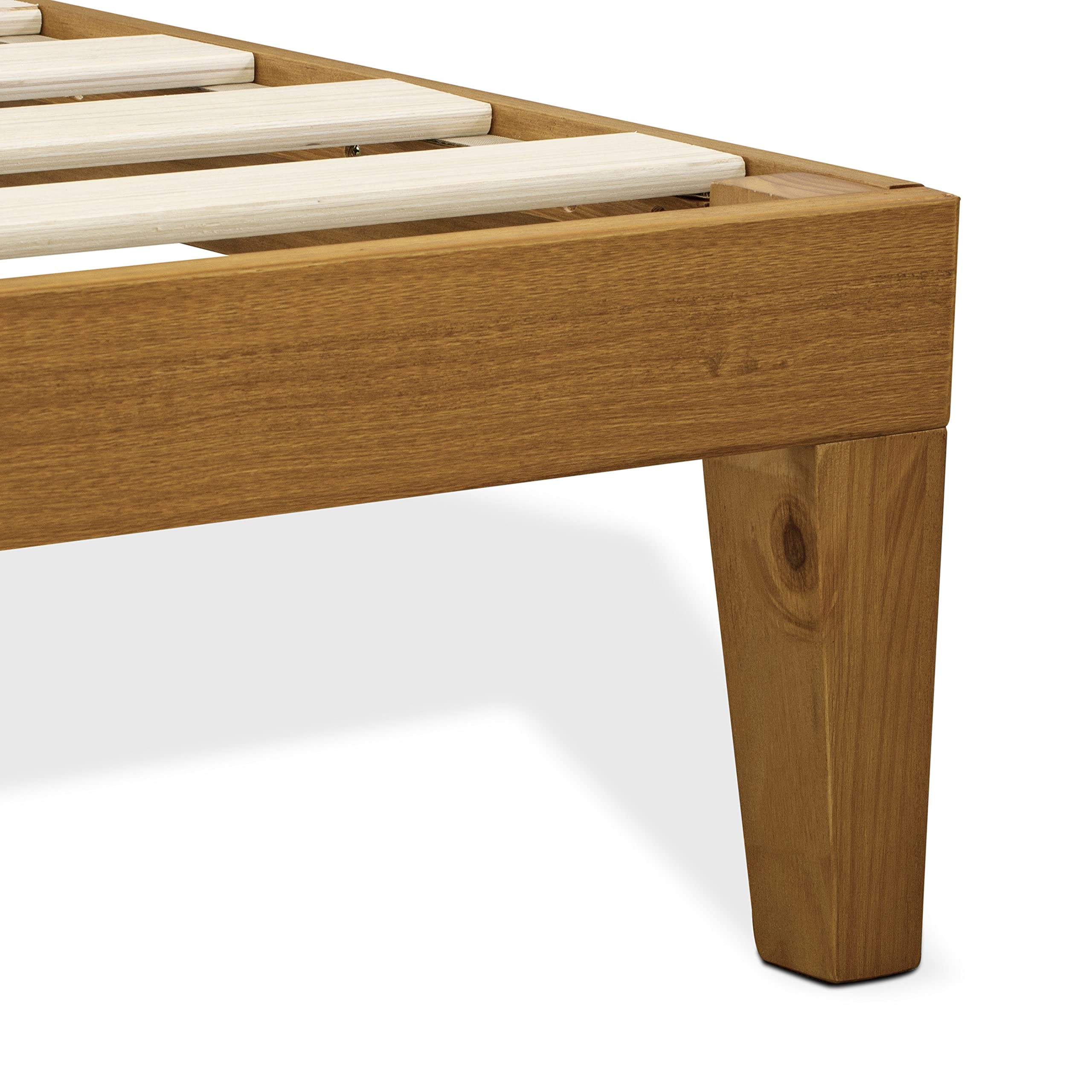 East West Furniture DNP-23-F Full Size Platform Bed Frame with 4 Solid Wood Legs and 2 Extra Center Legs - Oak Finish