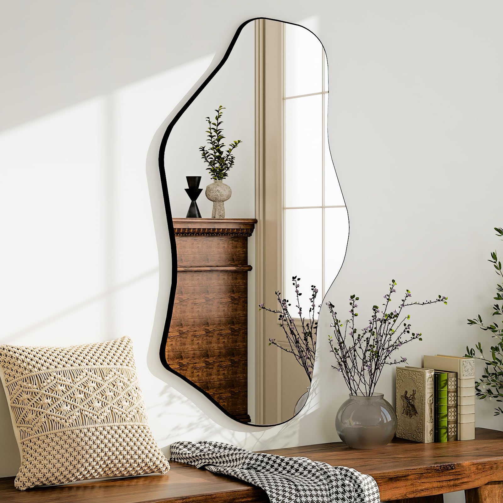 Large Irregular Wall Mirror 48" x 21" - Asymmetrical Full Length Mirror