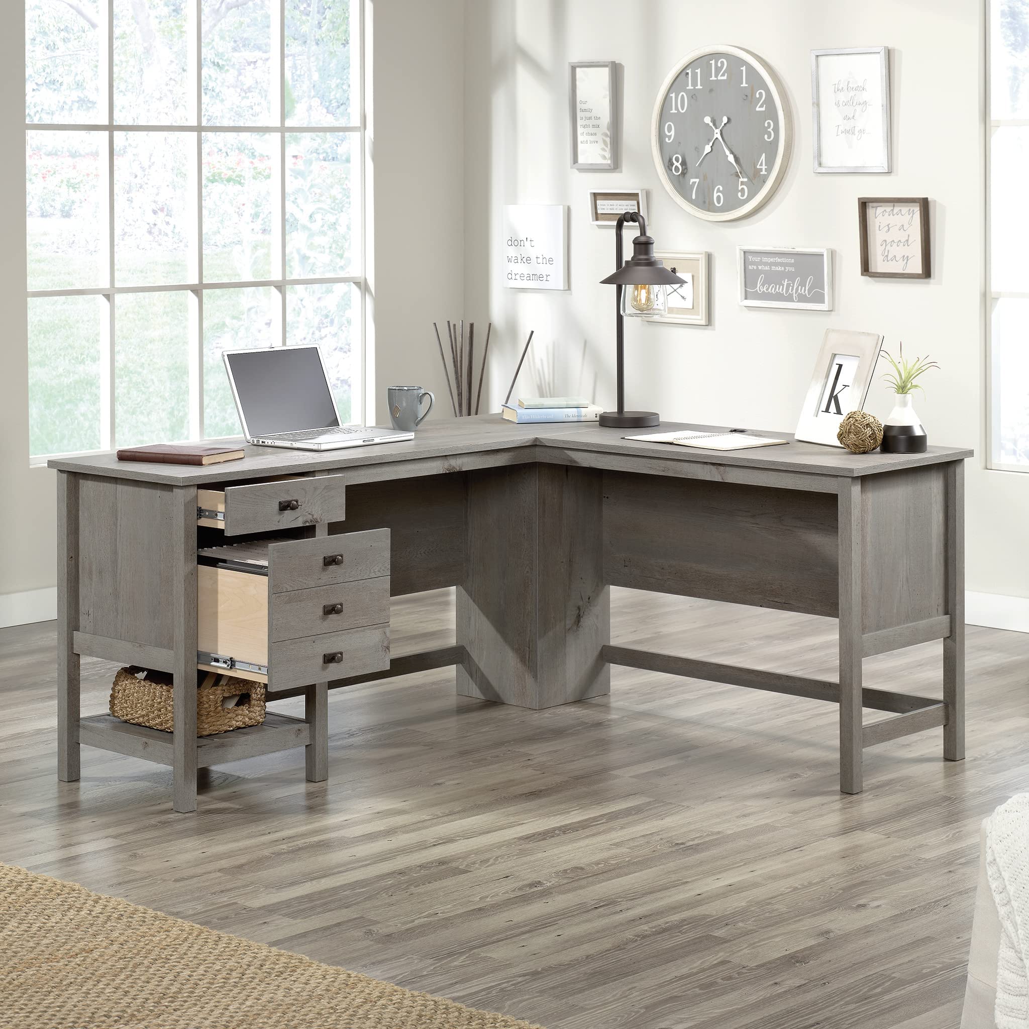 Cottage Road L-Desk, L: 65.12" x W: 58.66" x H: 29.76