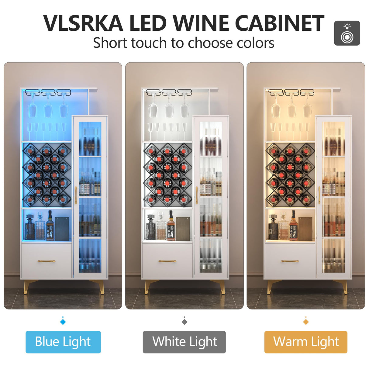 LED Liquor Wine Cabinet, Wine Bar Cabinet with USB Port, Bar Cabinets