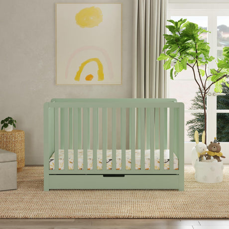 Colby 4-in-1 Convertible Crib with Trundle Drawer in Light Sage, Greenguard Gold