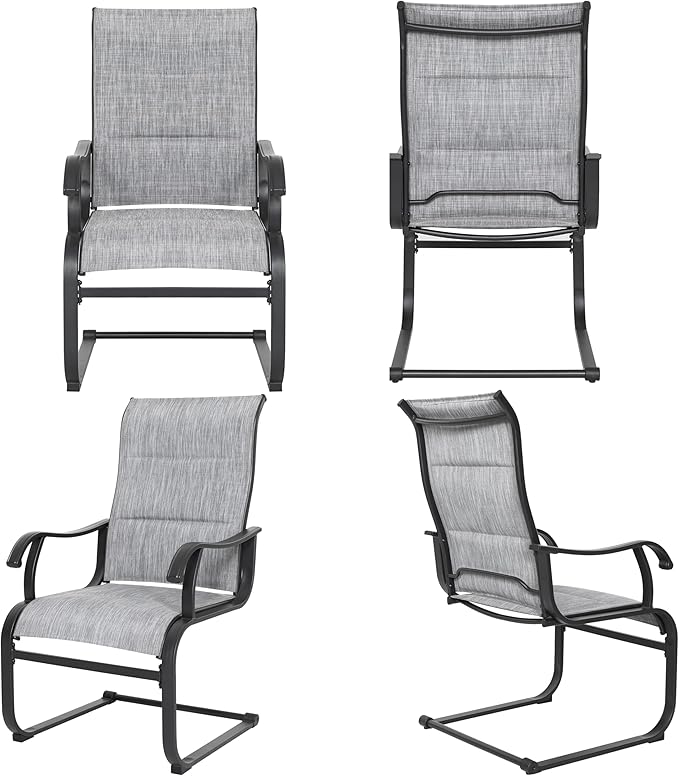 Patio Dining Chairs Set of 2, All Weather Outdoor Padded Textilene Patio Chairs