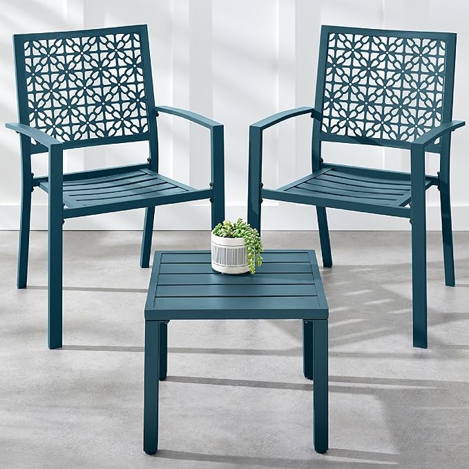 Best Choice Products 3-Piece Outdoor Bistro Set, Stackable Modern Steel Furniture