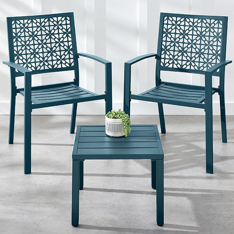 Best Choice Products 3-Piece Outdoor Bistro Set, Stackable Modern Steel Furniture