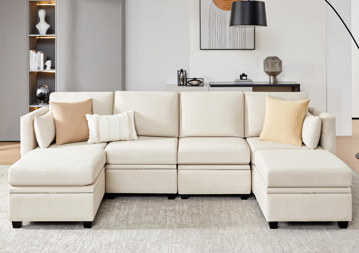 Modular Sectional Sofa, Convertible U Shaped Sofa Couch with Storage, High Supportive & Soft Sponges