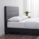 Queen Bed Frame with Headboard – Linen Platform Bed Frame Queen Size, Horizontal