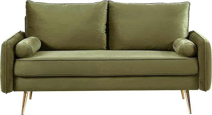 Kent Modern Loveseat, European Style Velvet Living Room Furniture with Tapered Legs, Vintage Flair, and Sleek Design, Grey