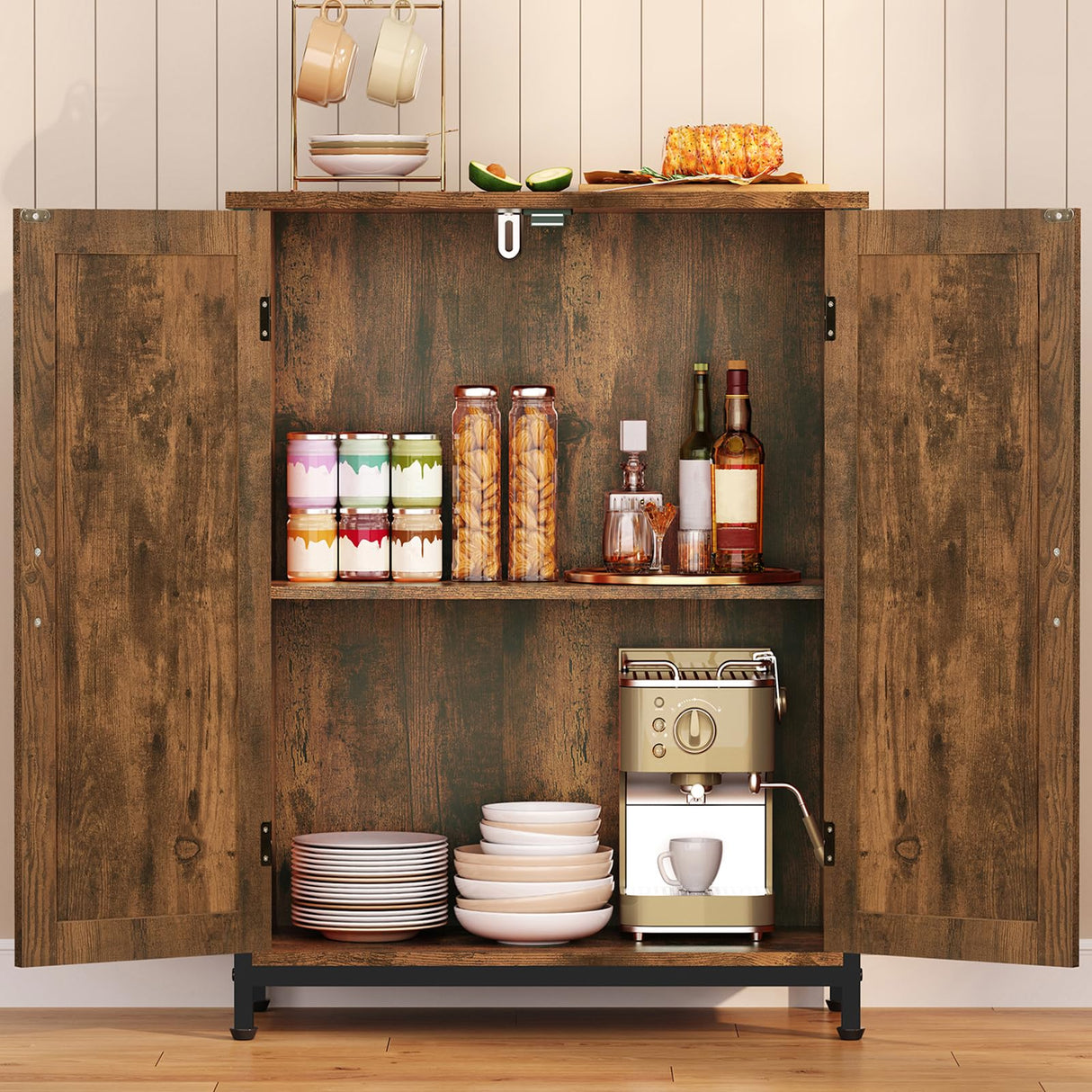 Storage Cabinet, Farmhouse Cabinet with Barn Doors & Shelf, Entryway Cabinet, Small