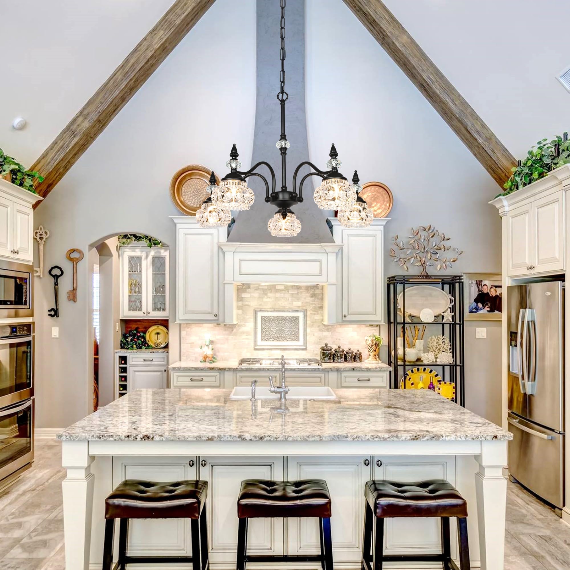 Black Crystal Chandeliers for Dining Room, Antique Victorian Chandelier, Modern