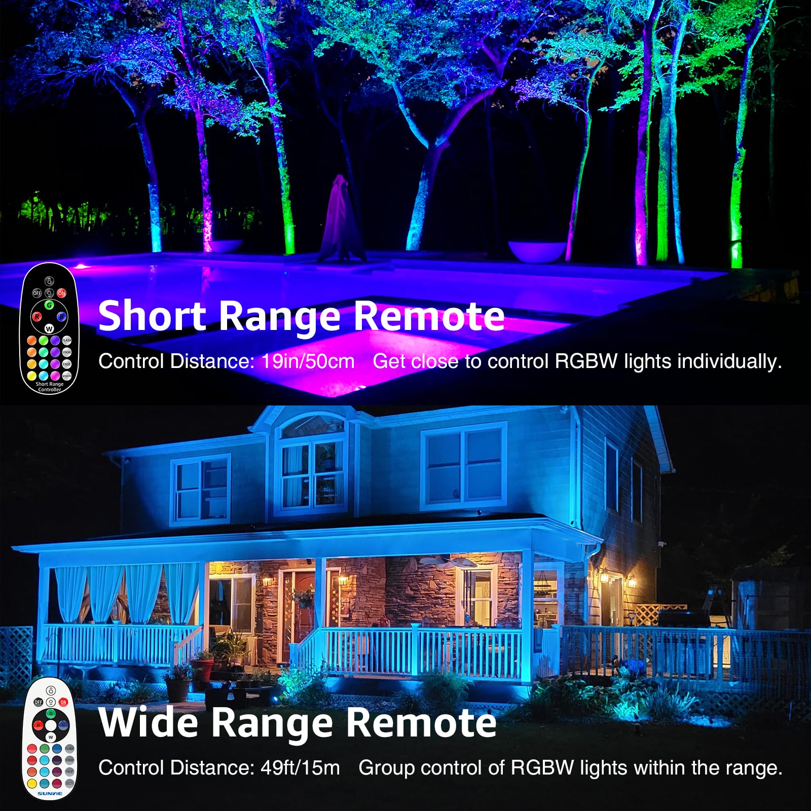 12 Pack RGBW Color Changing Landscape Lights with 300W Low Voltage