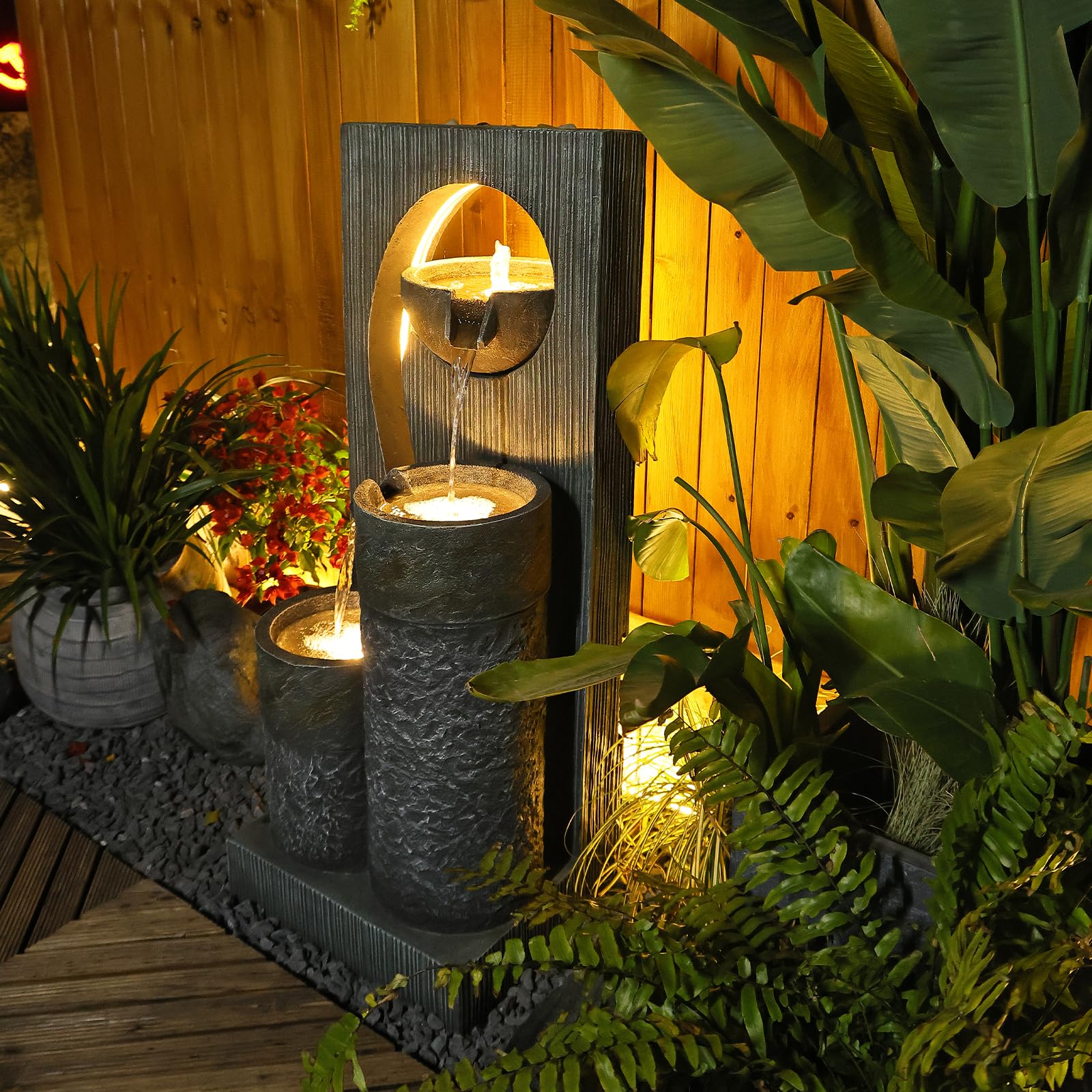 Outdoor Water Fountain Garden Waterfall - Large Indoor Fountains Modern Freestanding