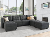 Modular Sectional Sofa Velvet U Shaped Couch with Double Chaises 6 Seater Sectional