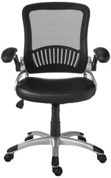 Series Bonded Leather Manager's Adjustable Office Desk Chair with Thick Padded Seat and Built-in Lumbar Support, Black with Silver Finish