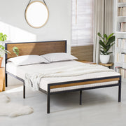 14 in Metal Platform Bed with Bamboo Headboard and Footboard, Full