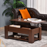 39" Lift Top Coffee Table with Hidden Storage Compartment and Open Shelf