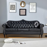 82" Three Seater Sofa, Chesterfield Sofa, Mid-Century Modern PU Upholstered Sofa,