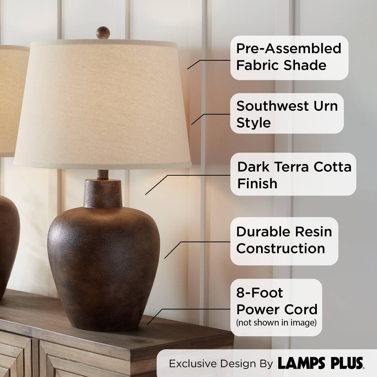 Farmhouse Table Lamps Set of 2 - 27" Rustic Southwestern Cottage Bedside Lamps