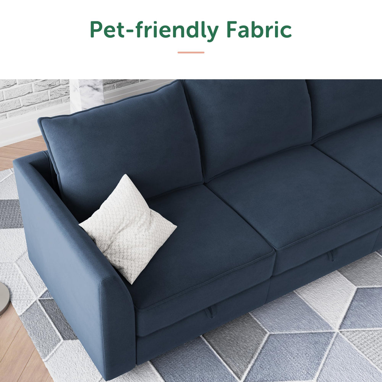 Modular Sectional Sofa Velvet L Shaped Couch with Storage Ottoman Convertible