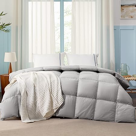 Goose Feather Down Comforter Queen Size - All Season Duvet Insert