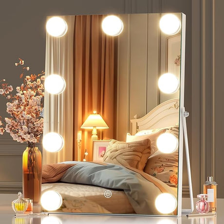 Vanity Mirror with Lights and Bluetooth Speaker, 11" x 14" Hollywood Mirror, Makeup Mirror