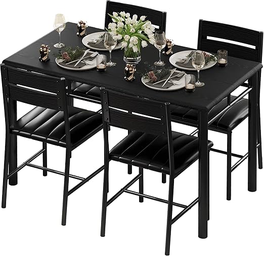 4-Piece Dining Table Set with Upholstered Chairs