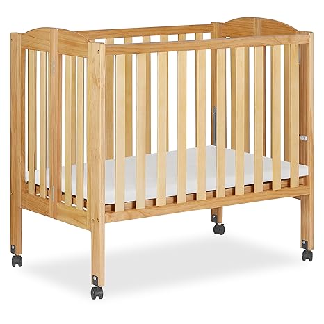 2-in-1 Portable Folding Stationary Side Crib in Dusty Pink, Greenguard Gold Certified