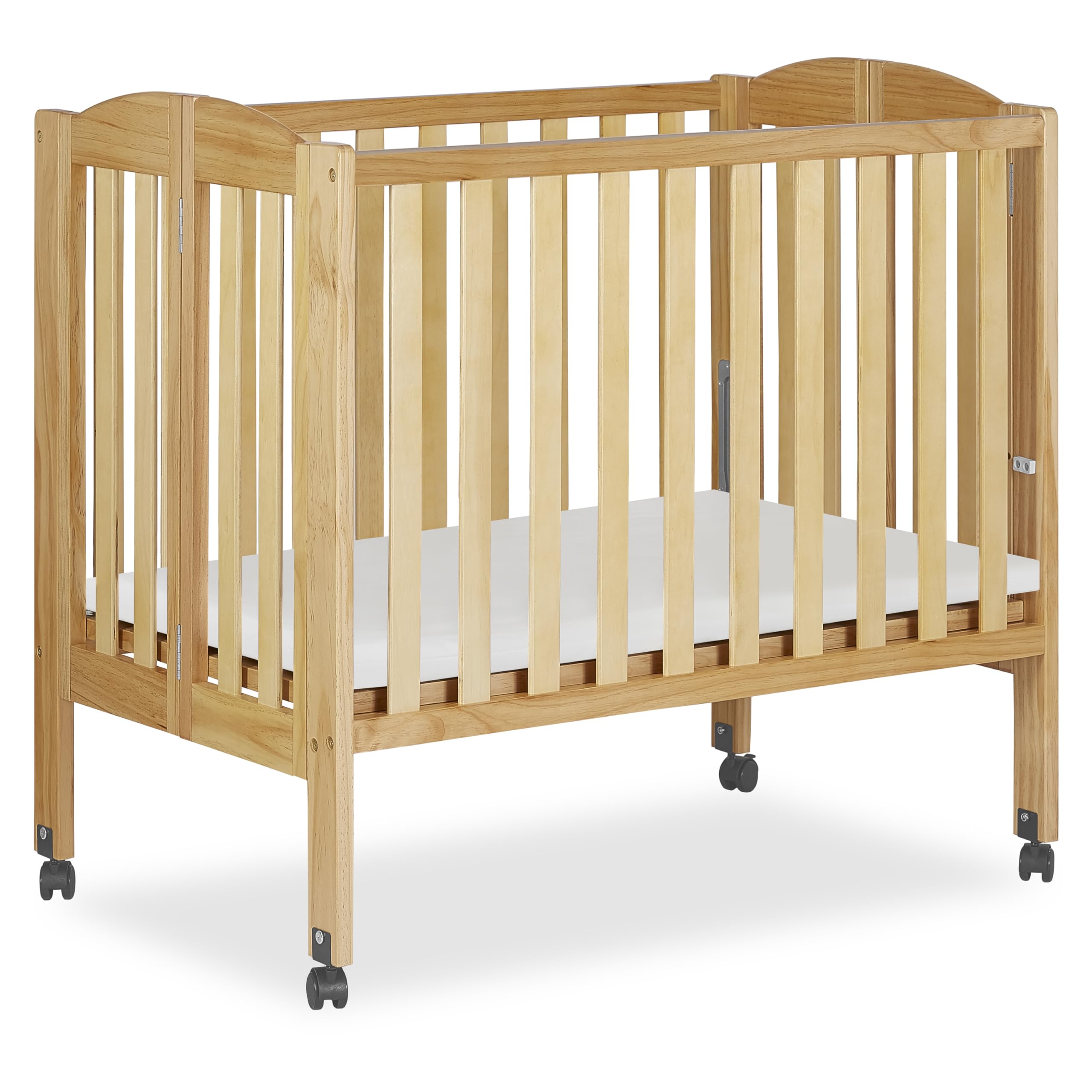 2 in 1 Portable Folding Stationary Side Crib in Natural, Greenguard Gold Certified , 40x26x38 Inch (Pack of 1)