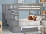 Tall Stairway Bunk Beds Twin over Twin with 4 Drawers in the Steps and a Twin Trundle