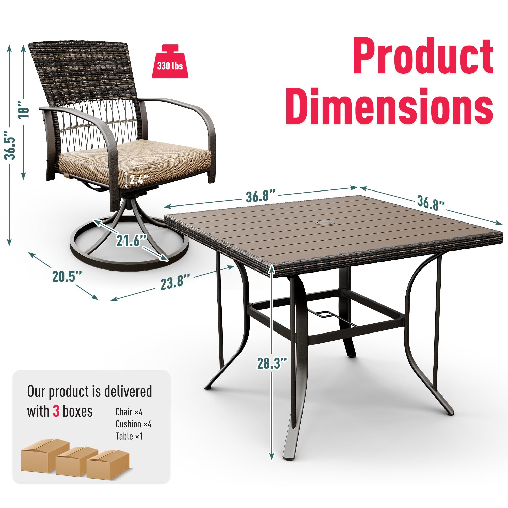 Outdoor Wicker Furniture Set for Backyard Garden Deck