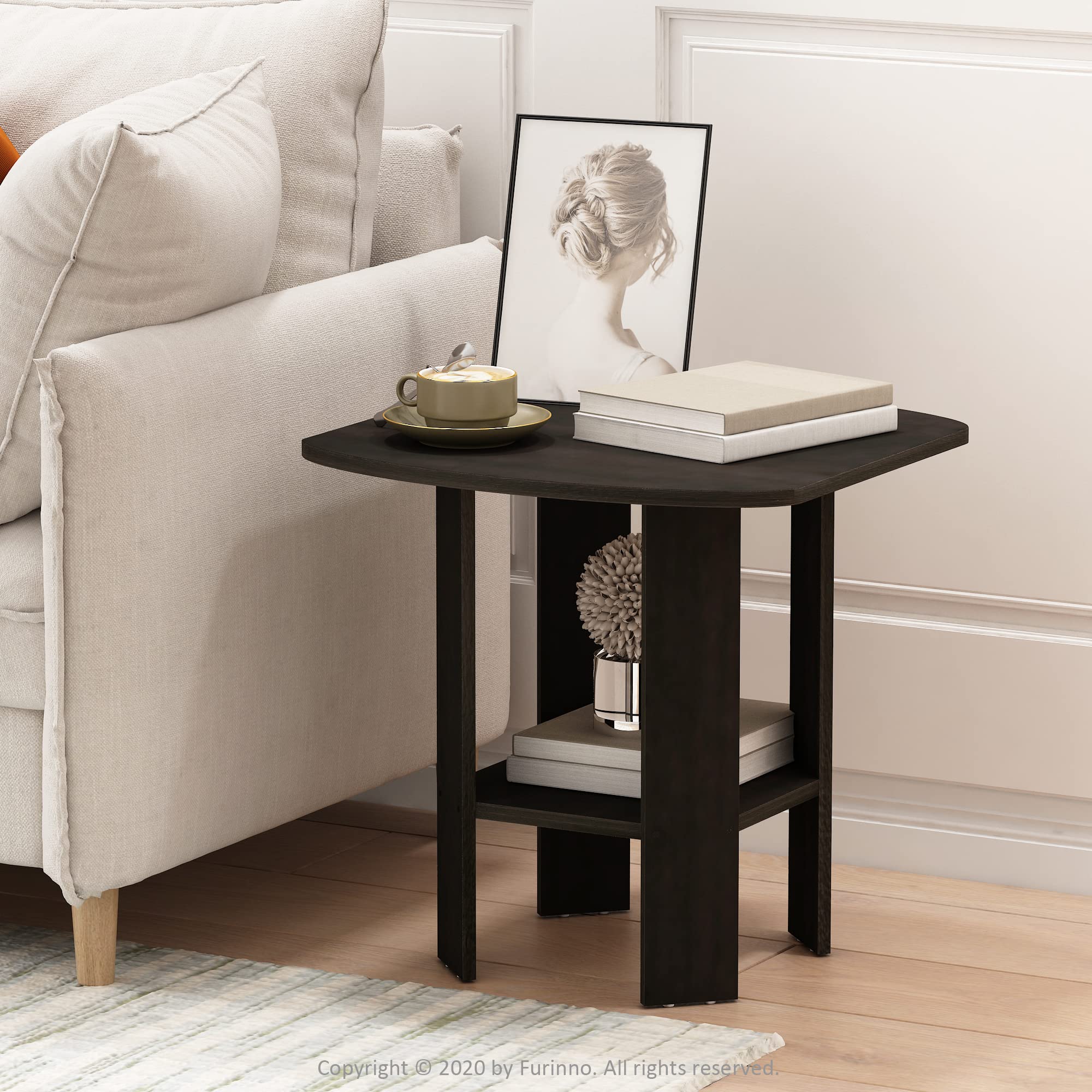 Furinno Simple Design End Table, 2-Pack, Espresso
