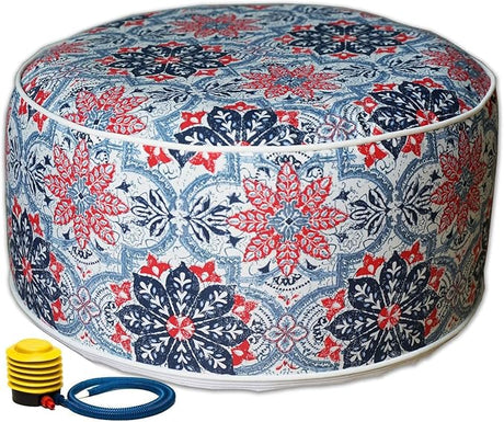 Inflatable Ottoman Stool - Portable Round Pouf for Indoor/Outdoor Use