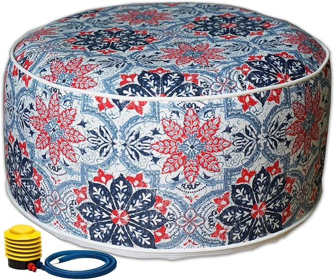 Inflatable Ottoman Stool - Portable Round Pouf for Indoor/Outdoor Use