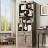 80” Tall Bookshelf with Drawer and Cabinet Storage, 6 Tier Bookcase with Adjustable Shelf