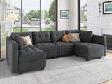 Modular Sectional Sofa Velvet U Shaped Couch with Reversible Chaises