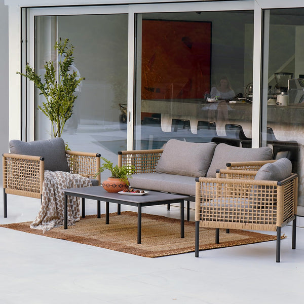 Outdoor 4-Piece Conversation Set All-Weather Aluminum Furniture Set Open-Weave