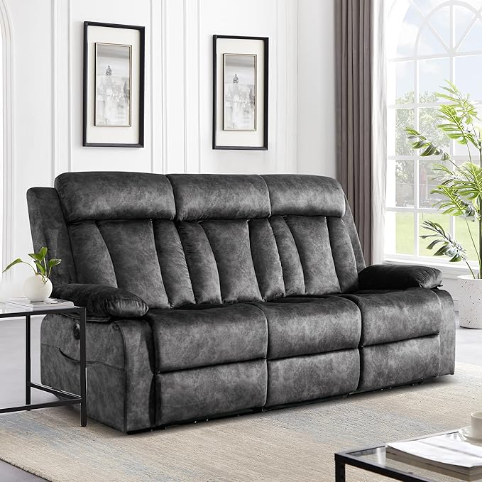 Reclining Loveseat-Power Reclining Loveseat with Console,Double Recliner Loveseat