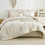 California King Comforter Set Beige - 7 Pieces Bed in a Bag Cal King Beddding Comforter